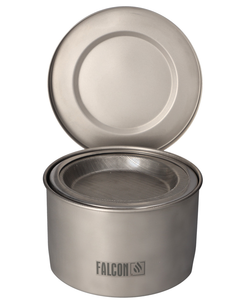 FALCON small parts cleaner in stainless steel with immersion strainer, 4 litres - 1