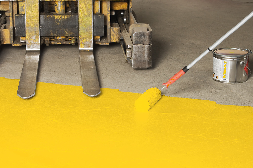 PROline-paint 2K- peinture de sol intérieur, 5 l, à base d'eau, env. 20-25 m², jaune, RAL 1003 - 4