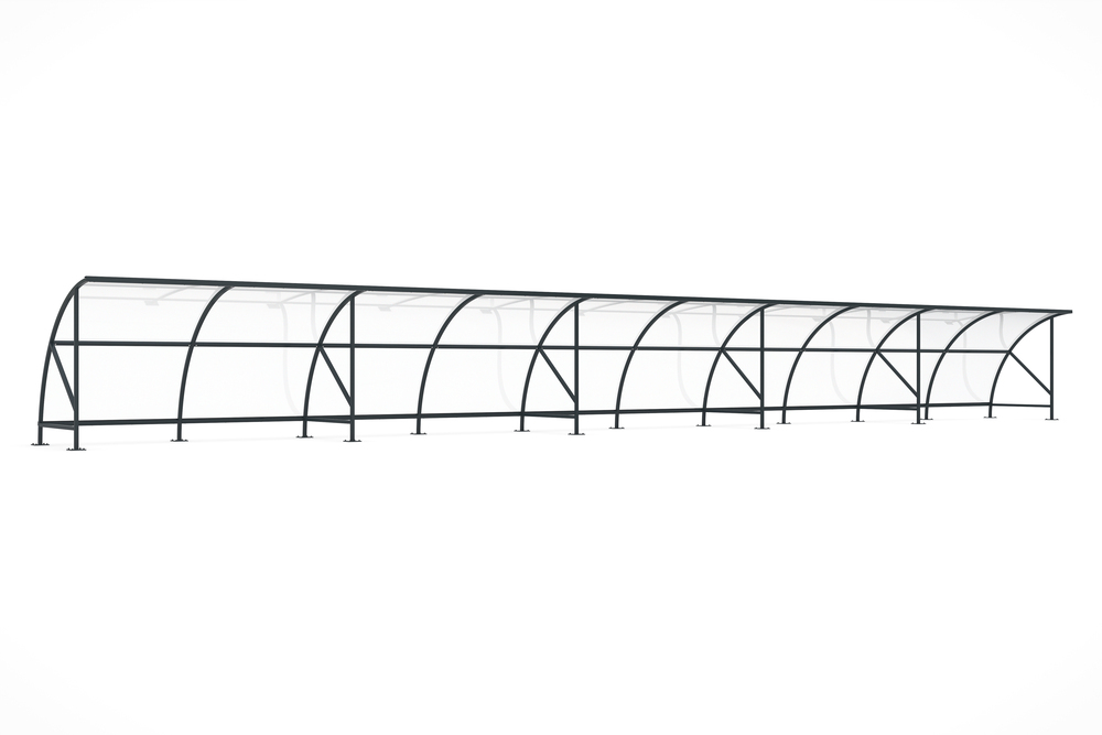 WSM Überdachung Bamberg, für Fahrräder, Stahlrahmen, anthrazitgrau Fläche 43,15 m², Bausatz - 1