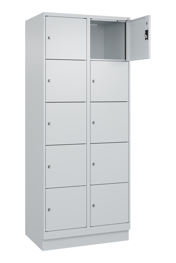 Locker Cabo-Plus, 4 bays each 5 compartments, 1200 x 500 x 1850 mm, light grey, on feet - 1