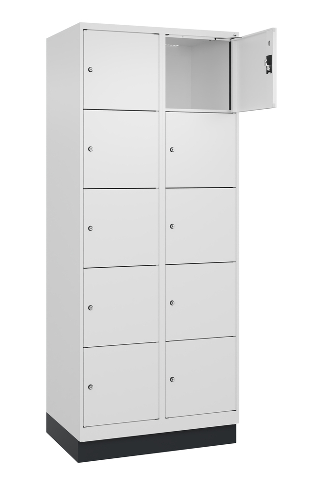 Locker Cabo-Plus, 4 bays each 5 compartments, 1200 x 500 x 1850 mm, light grey, on feet - 1