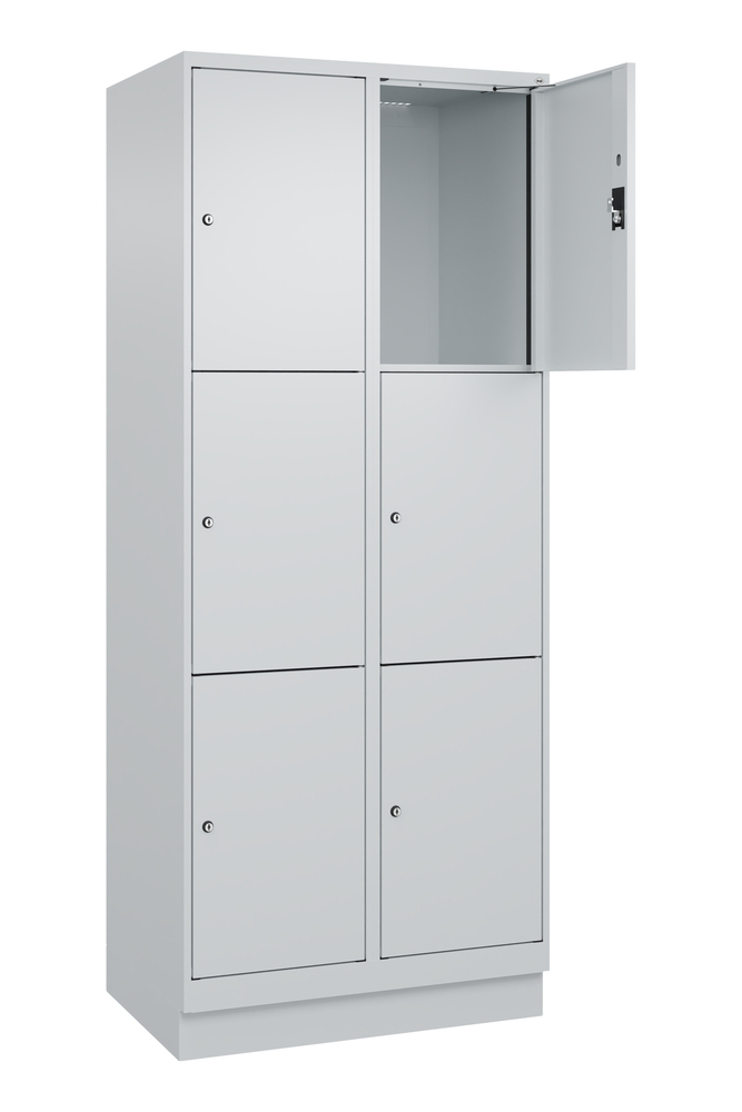 C+P Cabo-Plus locker cabinet, 2 compartments, 800 x 500 x 1950 mm, grey, with plinth - 1