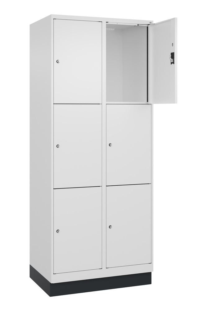 C+P Cabo-Plus locker cabinet, 2 compartments, 800 x 500 x 1950 mm, white, with plinth - 1