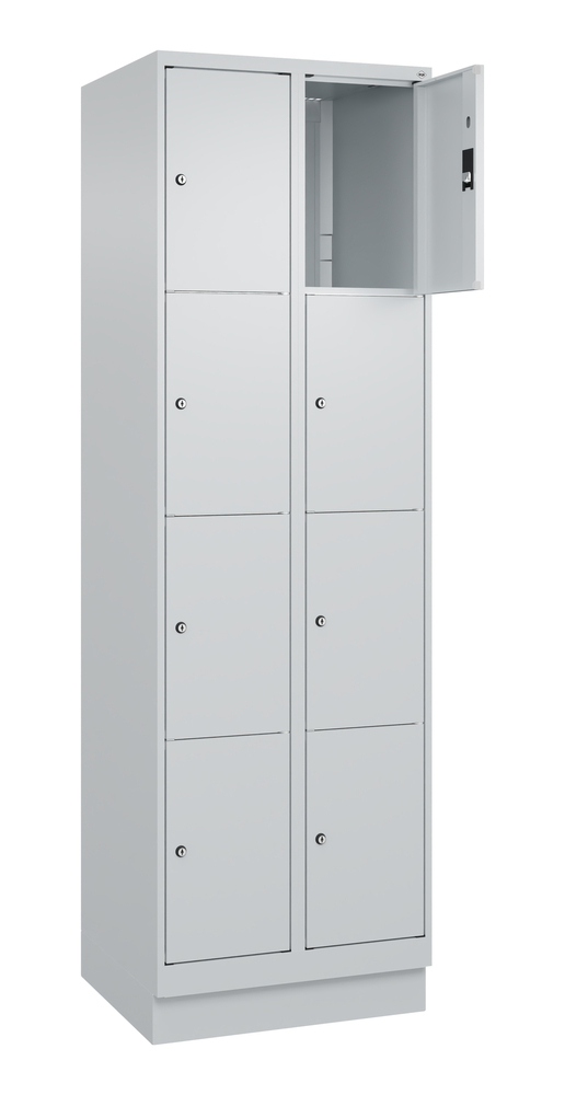Arm. Cabo C+P con cassetta di sic., 4 scomparti sovrapposti, 600x500x1950mm, grigio, con zoccolo - 1