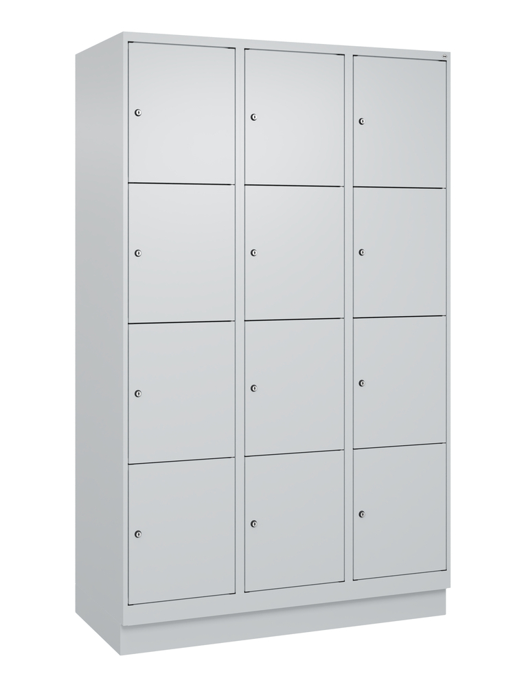 Armoire à casiers C+P Cabo-Plus, 3 compartiments avec 4 casiers, 1200 x 500 x 1950 mm, socle, gris - 2