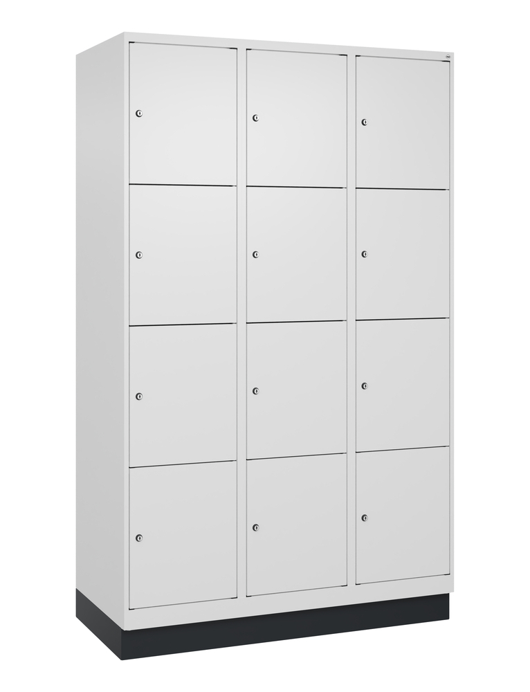 Armoire à casiers C+P Cabo-Plus, 3 compartiments avec 4 casiers, 1200 x 500 x 1950 mm, socle, blanc - 2