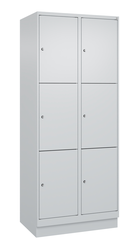 C+P Cabo-Plus locker cabinet, 2 compartments, 800 x 500 x 1950 mm, grey, with plinth - 2