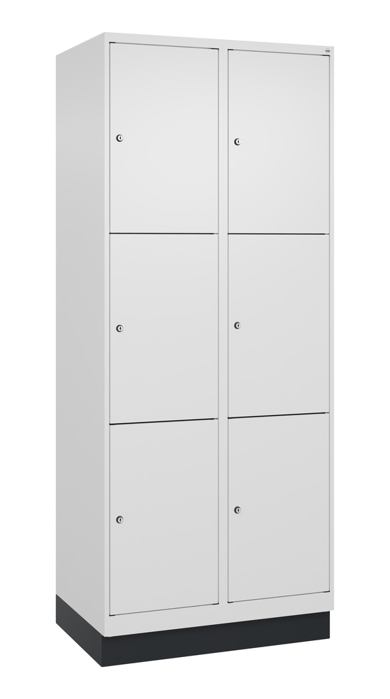 Armoire à casiers C+P Cabo-Plus, 2 compartiments, 800 x 500 x 1950 mm, avec socle, blanc - 3