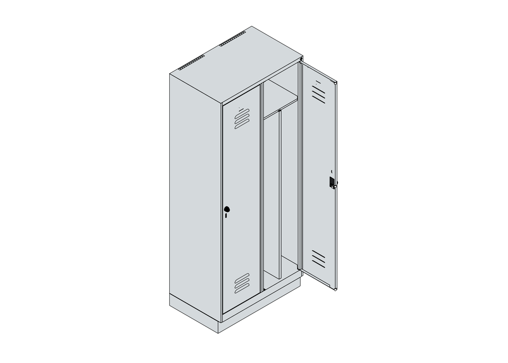 Vestiaire C+P avec séparation noir/blanc, 2 compartiments, 810 x 500 x 1950 mm, avec socle - 3