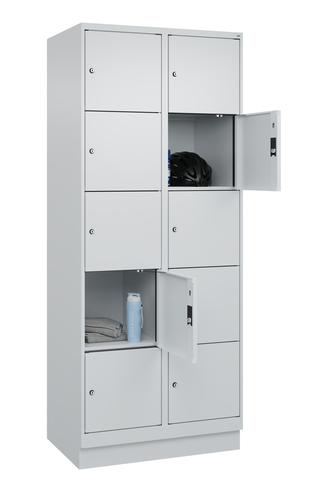 Locker Cabo-Plus, 4 bays each 5 compartments, 1200 x 500 x 1850 mm, light grey, on feet - 3