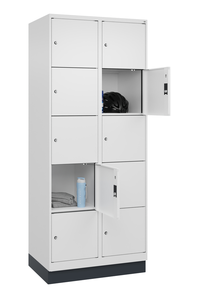 Locker Cabo-Plus, 4 bays each 5 compartments, 1200 x 500 x 1850 mm, light grey, on feet - 3