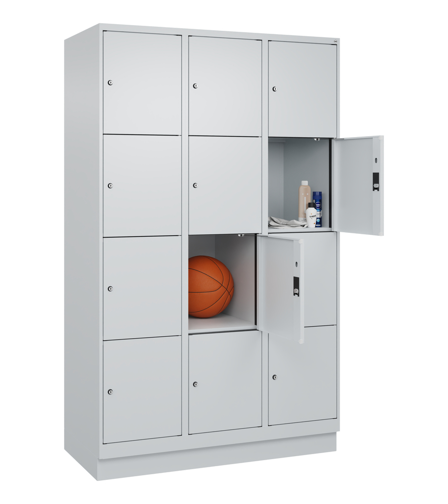 Locker Cabo-Plus, 4 bays each 5 compartments, 1200 x 500 x 1850 mm, light grey, on feet - 3