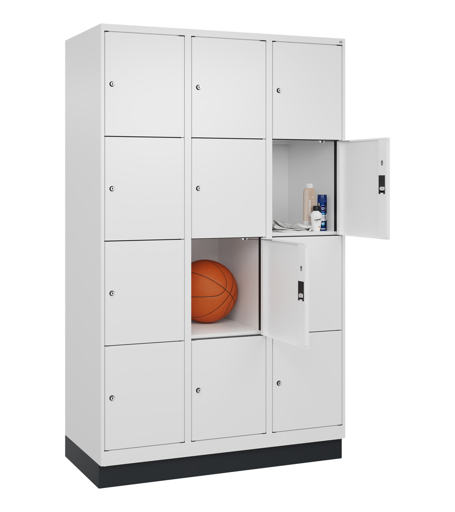 Locker Cabo-Plus, 4 bays each 5 compartments, 1200 x 500 x 1850 mm, light grey, on feet - 3