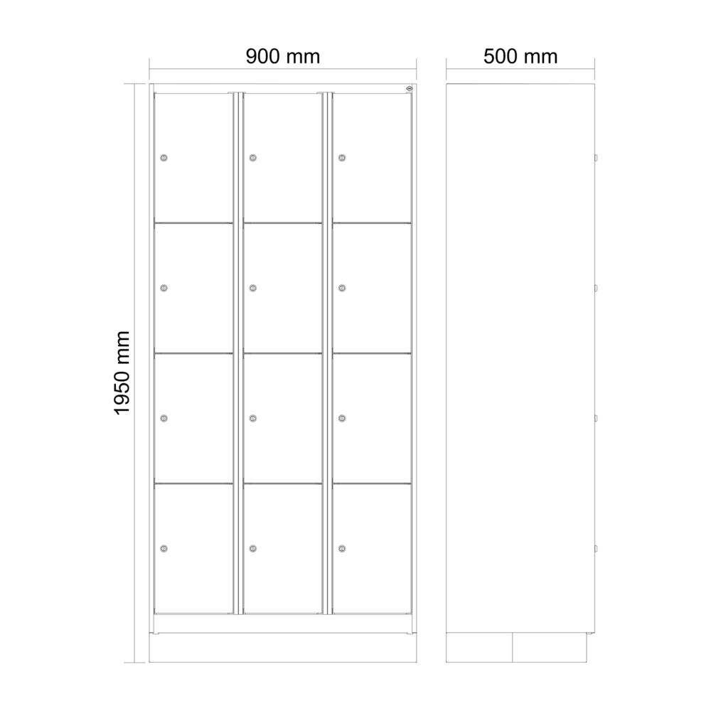 C+P pukukaappi Cabo, 4 lokeroa päällekkäin,900x500x1950mm, ovet siniset, sokkeli - 4