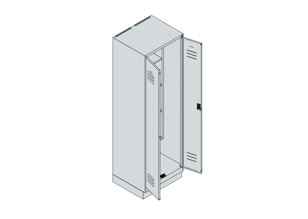 C+P Putzmittelschrank Cabo 4 Einlegeböden, 610 x 500 x 1950 mm, grau, mit Sockel - 4