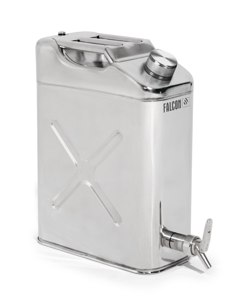 FALCON safety canister in stainless steel, with filling tap, EPDM seals, 20 litres - 1