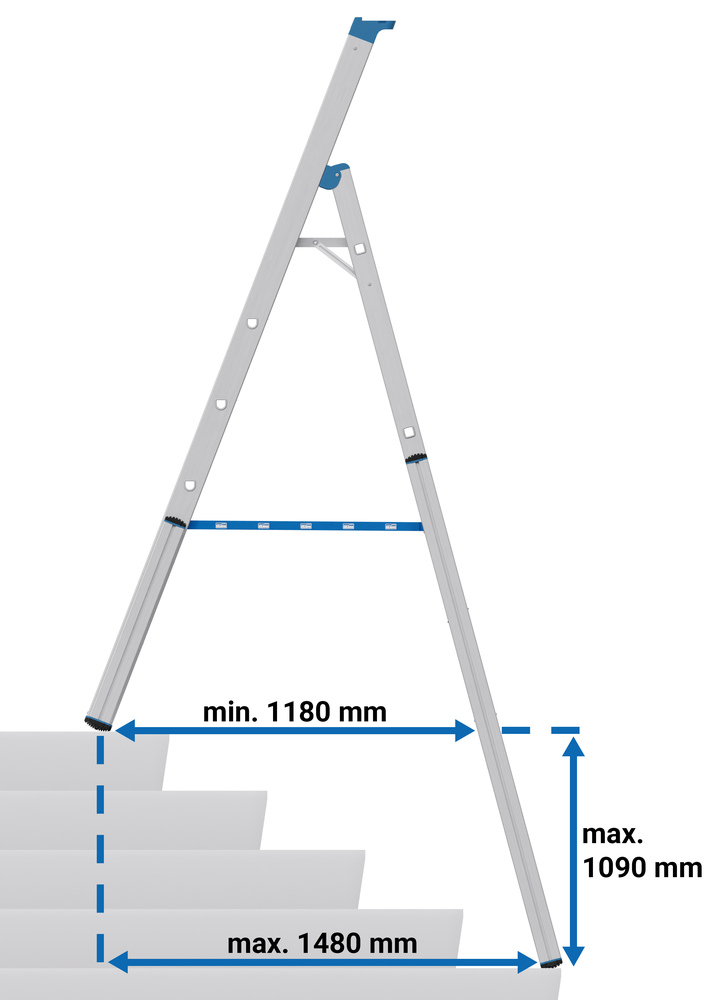 KRAUSE® Teleskop-Stufen-Stehleiter, Alumnium, 1 x 6 Stufen - 5