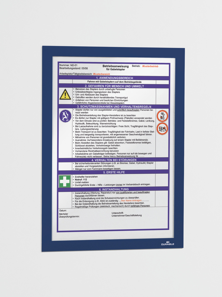 Durable Inforahmen DURAFRAME®, DIN A4, selbstklebend, dunkelblau, VE = 2 Stück - 4