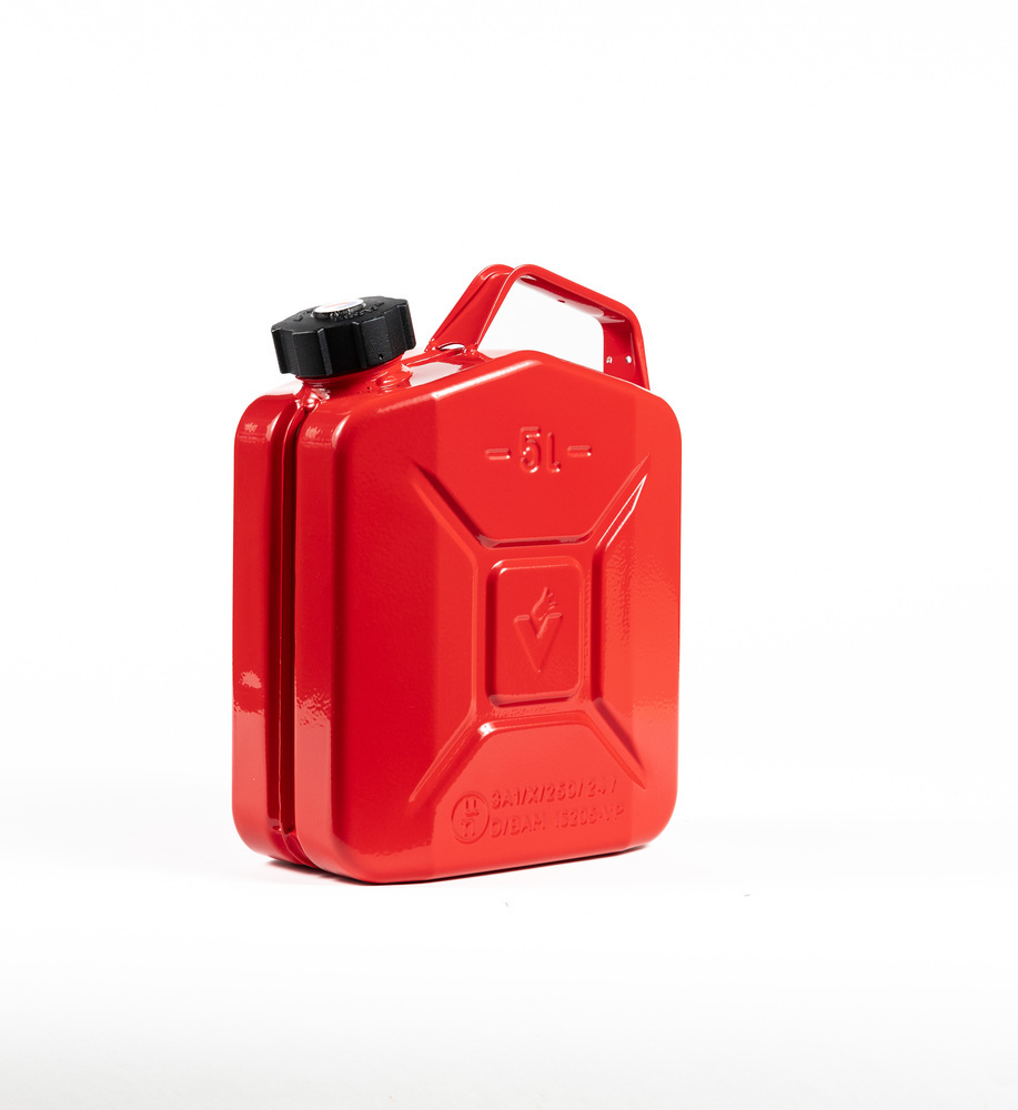 Steel fuel canister, 5 litre capacity, with UN approval, with screw cap, diameter 46 mm - 1