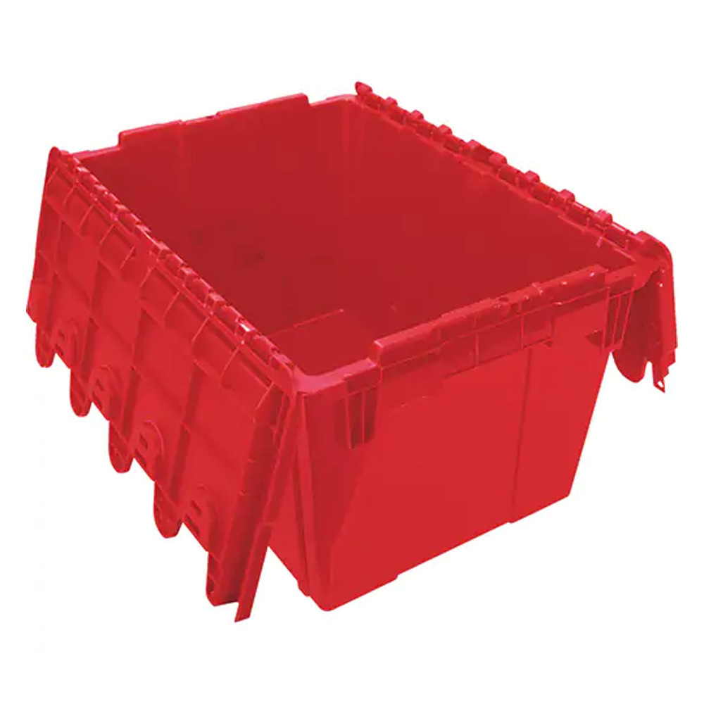 Flip Top Plastic Distribution Container, 21.65" x 15.5" x 12.5", Red - 1