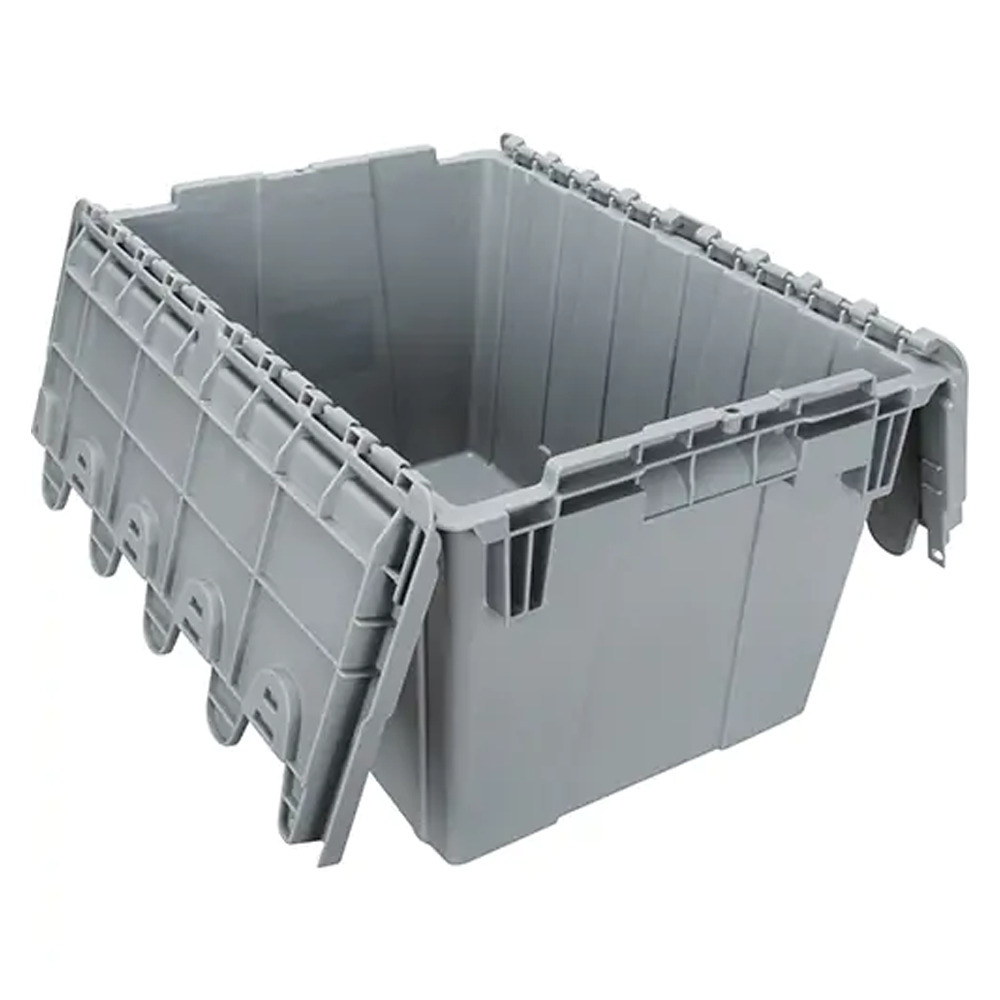 Flip Top Plastic Distribution Container, 21.65" x 15.5" x 12.5", Grey - 1