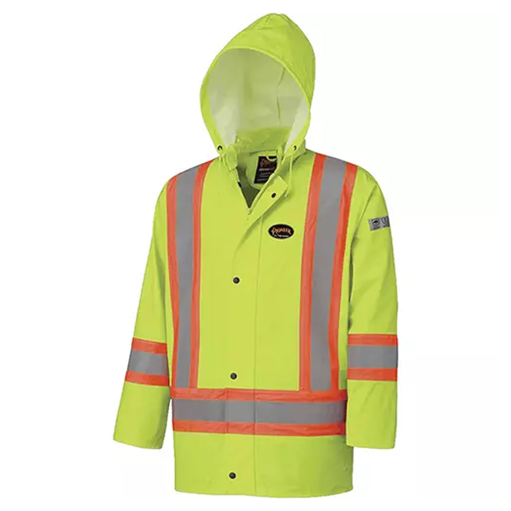 Flame Resistant Waterproof Jacket, Large, High Visibility Lime-Yellow - 1