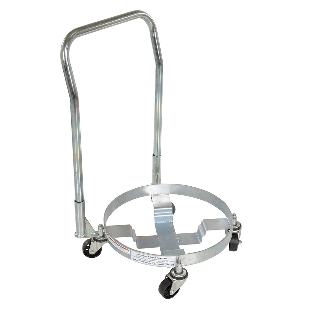 Steel Drum Dolly with Handle Three Tier 25 In. x 21 In. x 35 In. 1200 Lb. Capacity Silver - 1