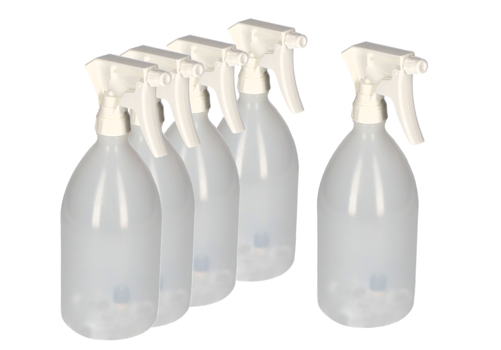 Butelki z rozpylaczem z LDPE, z pompką ręczną, 1000 ml, 5 szt. - 1