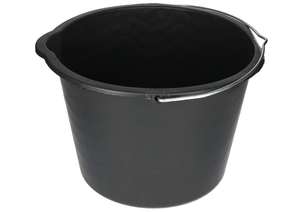 Plastic bucket in recycled polyethylene, 20 litres, black, Pack = 10 pieces - 5