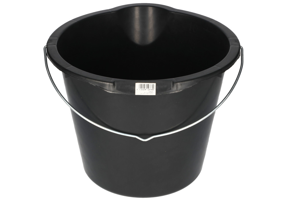 Plastový kbelík z recyklovatelného polyethylenu, 12 litrů, černý, BJ = 10 kusů - 6