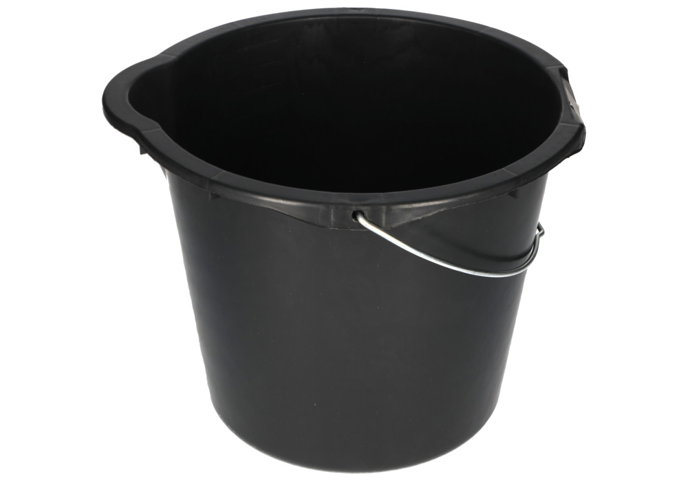 Plastový kbelík z recyklovatelného polyethylenu, 12 litrů, černý, BJ = 10 kusů - 5