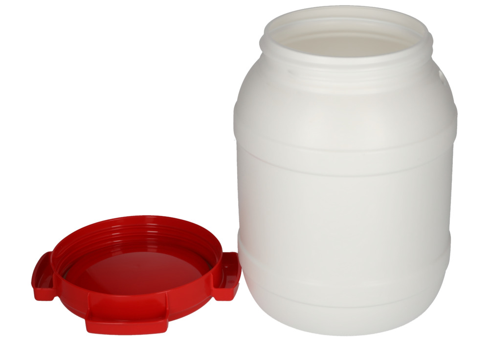 Behållare med stor öppning WH 6 av polyetylen (PE), volym 6,4 liter, vit/röd - 12