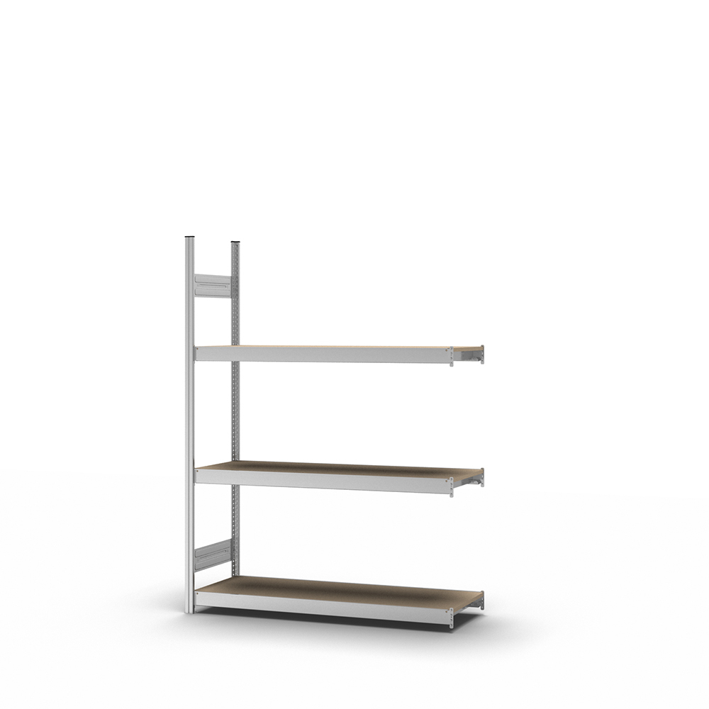 Rayonnage long hofe, tablettes bois aggl., élém. complément., 3 niv, L=1500 mm, 1520 x 435 x 2000 mm - 1