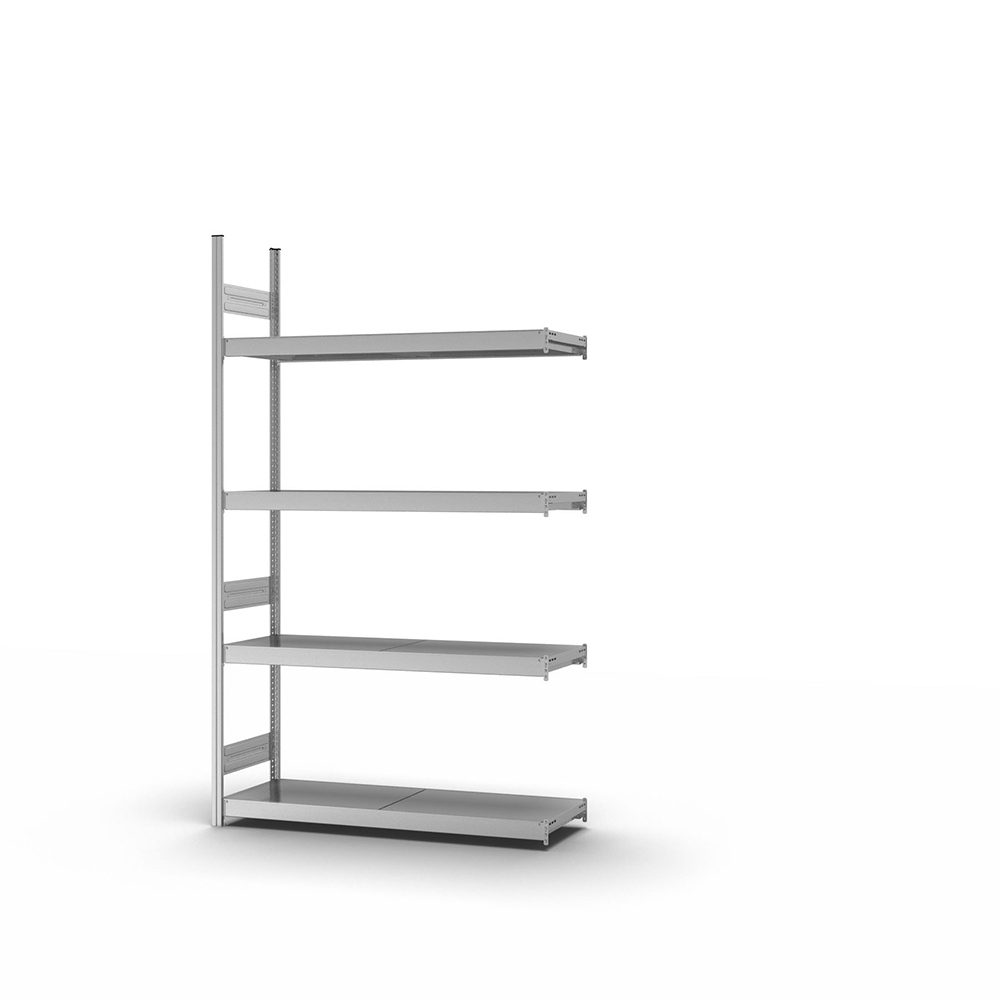 Scaffalatura ampia campata hofe, ripiani in acc., elem. agg, 4 rip., largh. 1500mm, 1520x435x2500mm - 1