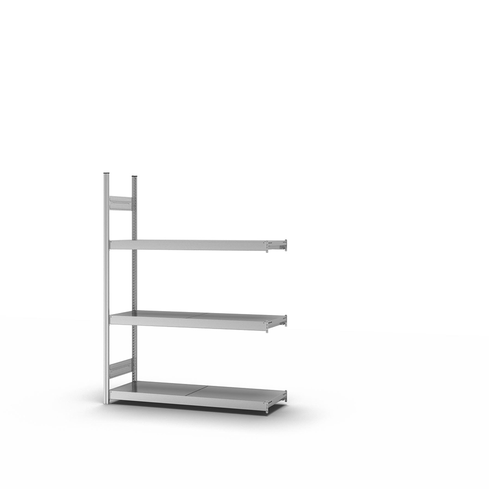 Rayonnage long hofe, tablettes acier, complément, 3 niveaux, L=1500 mm, 1520 x 435 x 2000 mm - 1