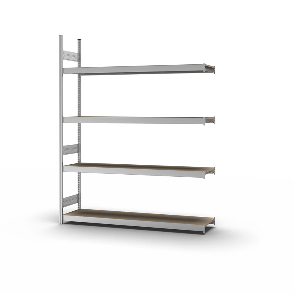 Rayonnage long hofe, tablettes bois aggl., élém. complément., 4 niv, L=2000 mm, 2020 x 435 x 2500 mm - 1