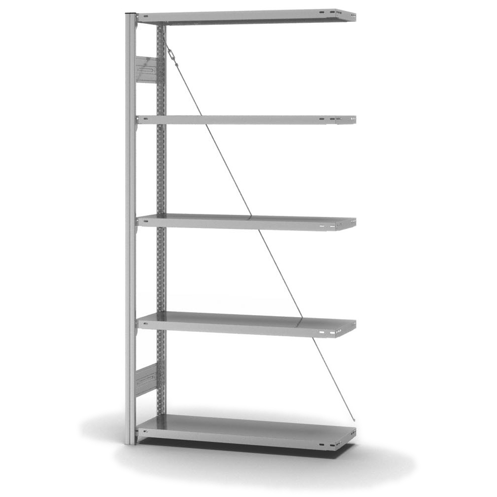 Scaff. a ripiani hofe, elemento agg., 5 rip., diag. rinforzo, portata rip. 220 kg, 1010x335x2000 mm - 1