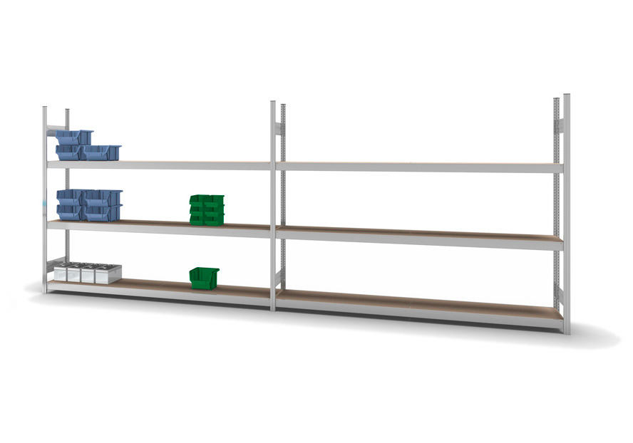 Regál so širokými policami z drevotriesky, prídavné pole, 3 úrovne, šírka 2500 mm, 2520x435x2000 mm - 4