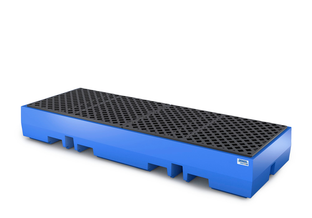 Spill pallet classic-line in polyethylene (PE) for 4 drums, with PE grid, 2520x900x350 - 1