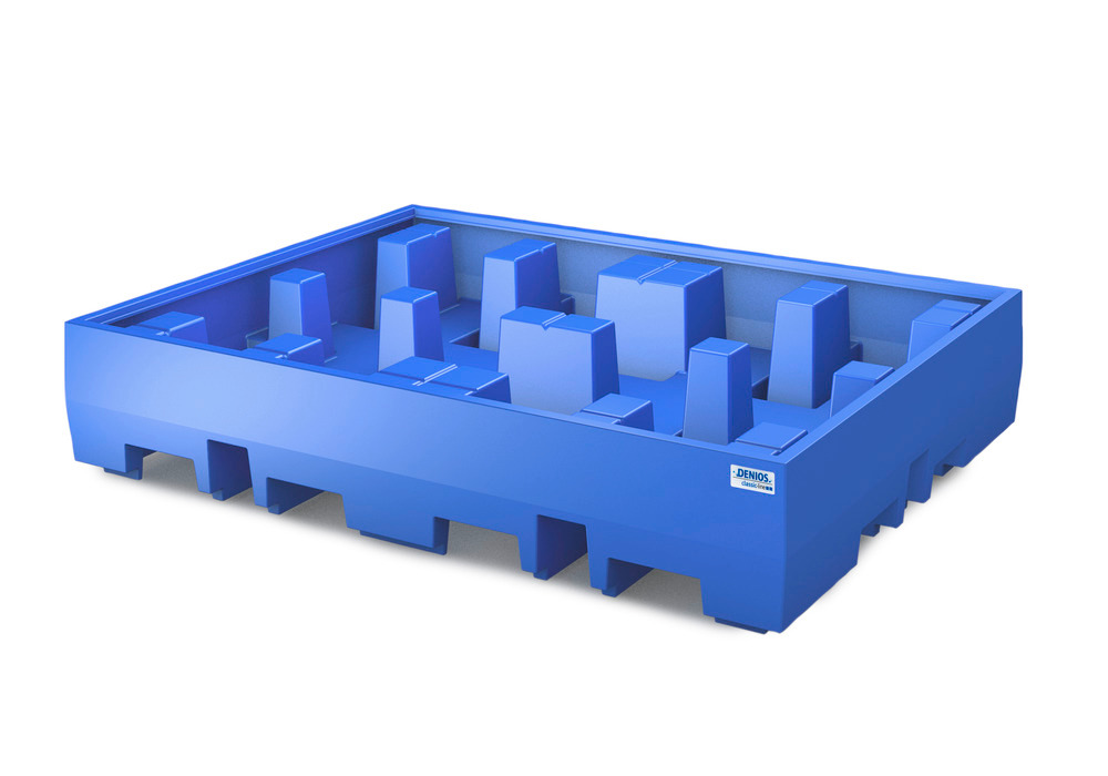 Spill pallet classic-line in polyethylene (PE) for 4 drums, without grid, 1720x1300x350 - 1