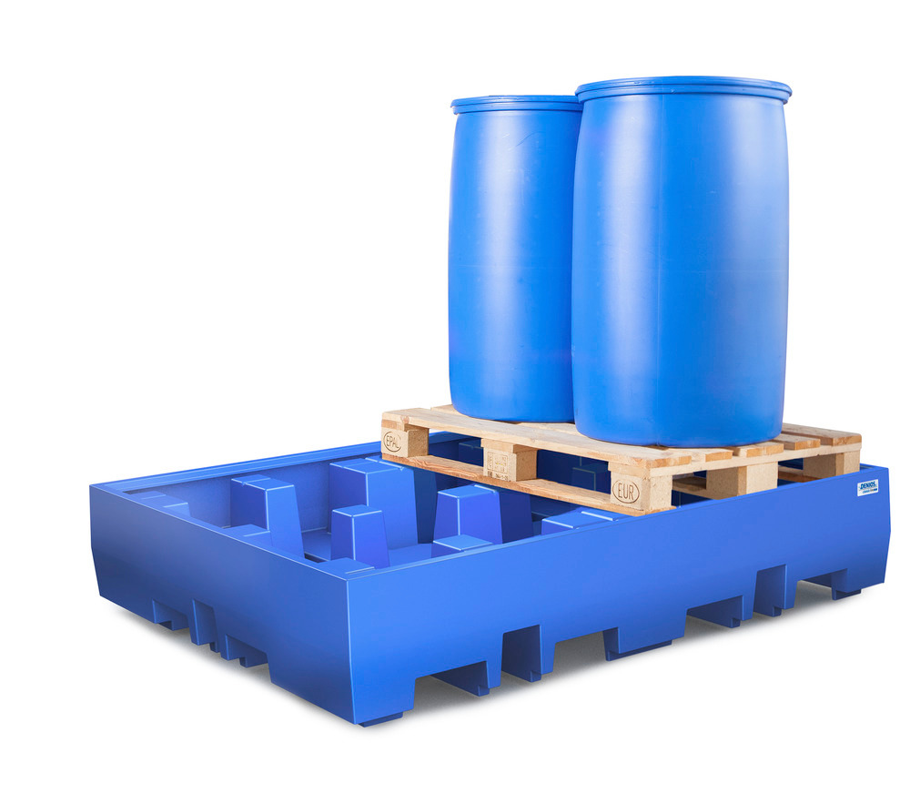 Spill pallet classic-line in polyethylene (PE) for 4 drums, without grid, 1720x1300x350 - 2