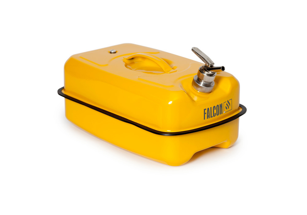 Jerrican de sécurité FALCON, acier peint, avec robinet de précision, jaune, 20 litres - 1