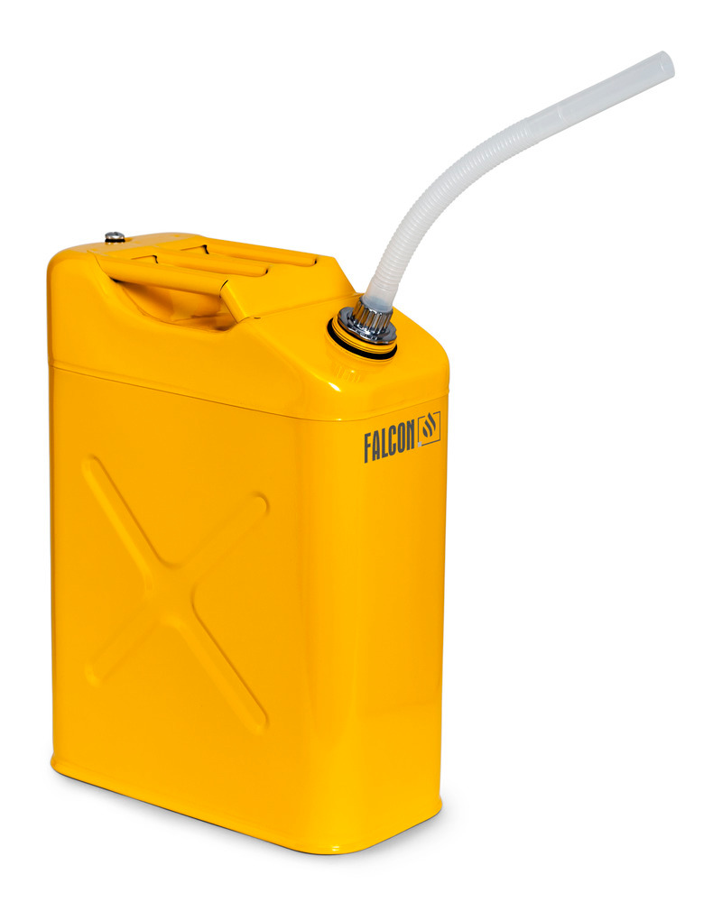 Sikkerhetskanne i stål, med skrulokk og helletut, gul, 20 liter - 2