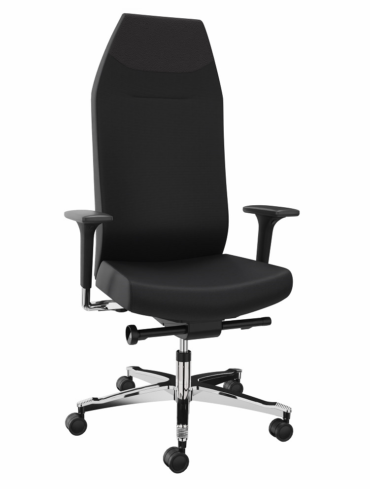 Dauphin 24-hour chair, black upholstery fabric, integrated headrest - 1