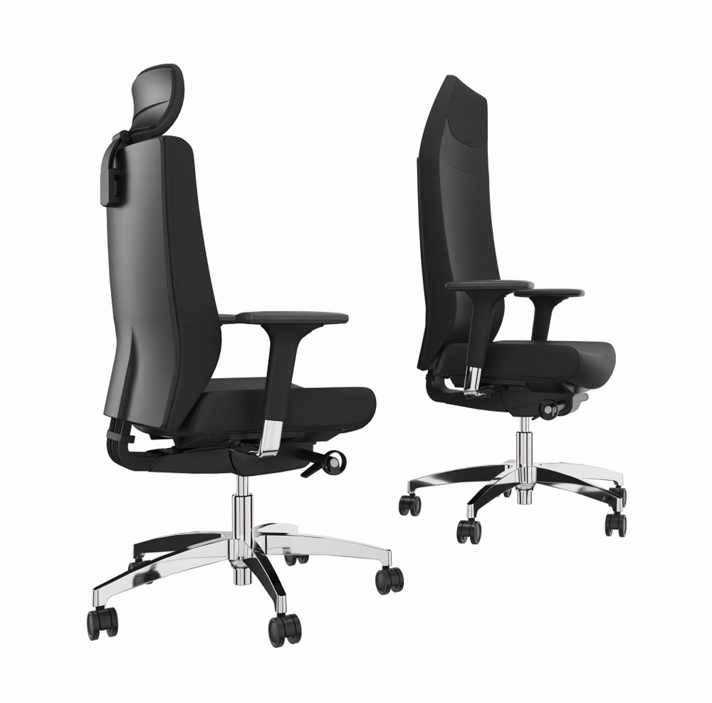 Dauphin 24-hour chair, black upholstery fabric, integrated headrest - 2