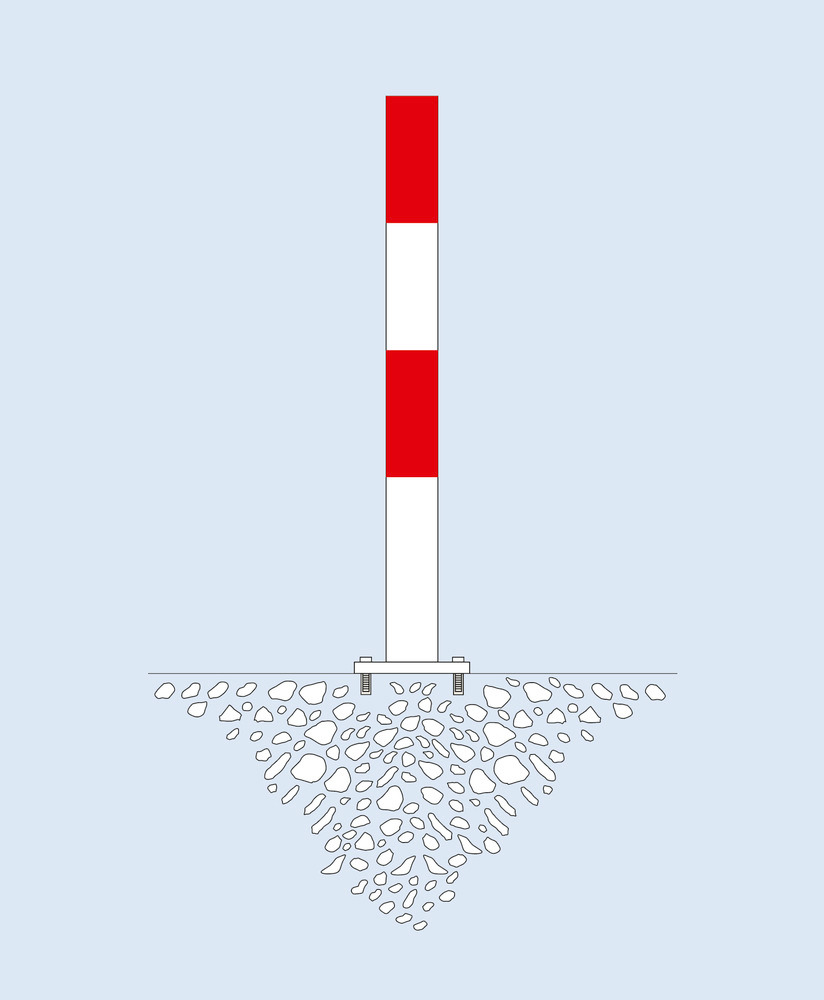 Poste de limitação removível,galvanizado e pintado vermelho-branco,Ø 76 mm,sem anilha,para ancorar - 3