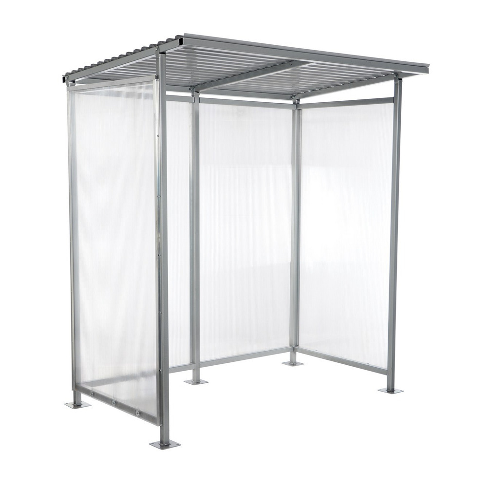 Steel Smoking Shelter Bus Stop 3-4 Person Capacity Silver - 1