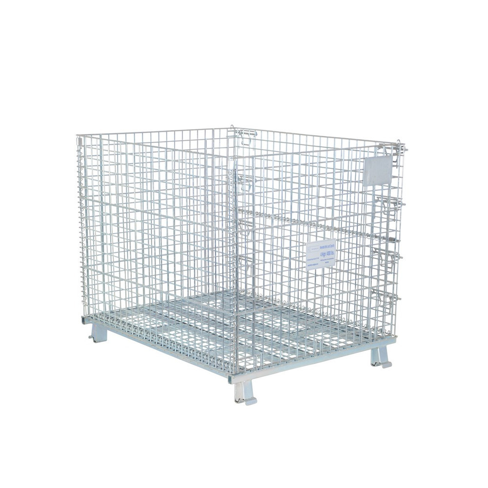 Galvanized Steel Mesh Container 40 In. x 48 In. x 42 In. 4,000 Lb. Capacity Gray - 1