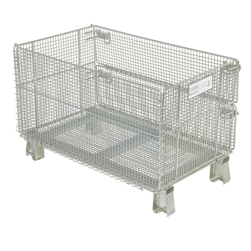 Galvanized Steel Mesh Container 20 In. x 32 In. x 21 In. 1,000 Lb. Capacity Gray - 1