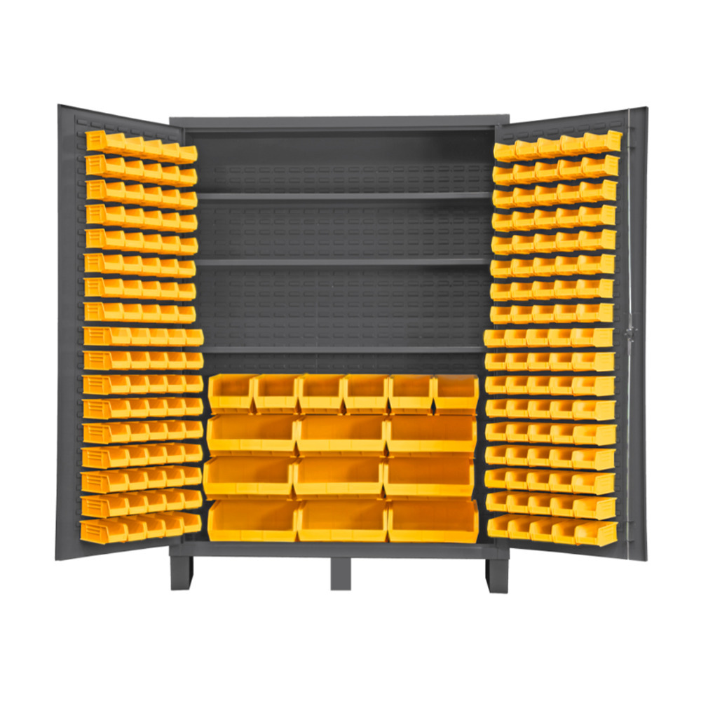 Cabinet, 14 Gauge, 3 Shelves, 185 Yellow Bins, 60 x 24 x 84 - 1